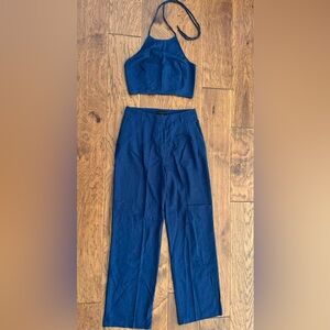 House of Harlow navy blue linen set